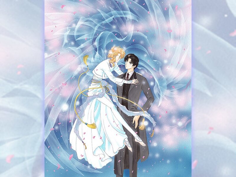 anime couple in a magical embrace