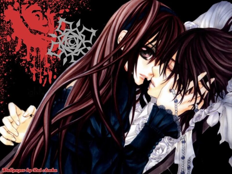 Anime couple in a passionate embrace