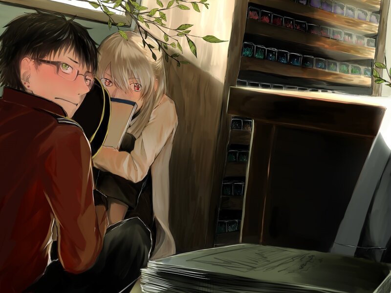 anime couple in a quiet moment