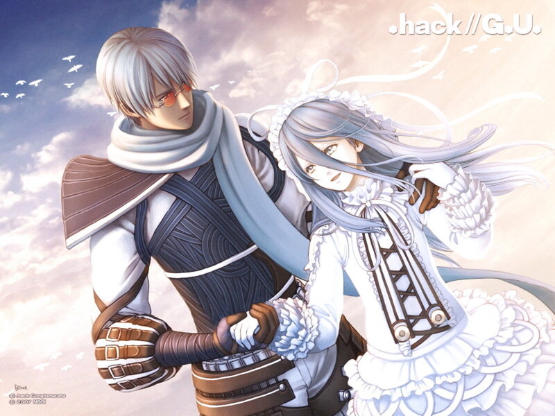 Anime couple in a sky scene