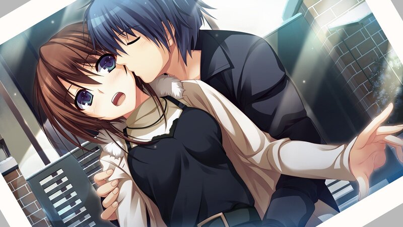Anime couple in a tender moment