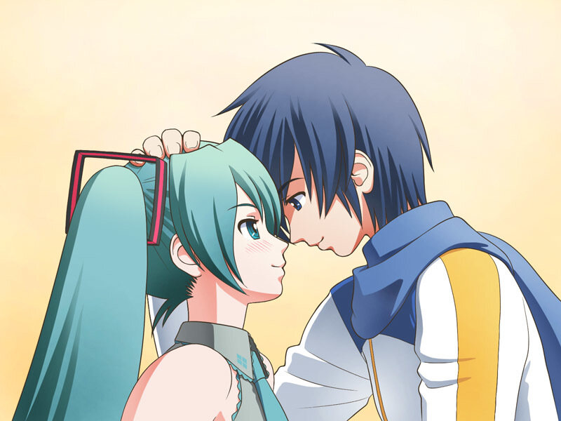 Anime couple in a tender moment