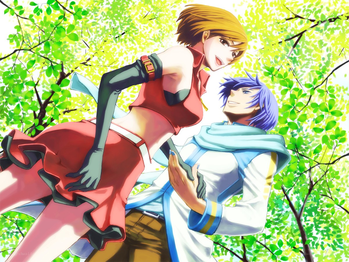 Anime couple in a tree