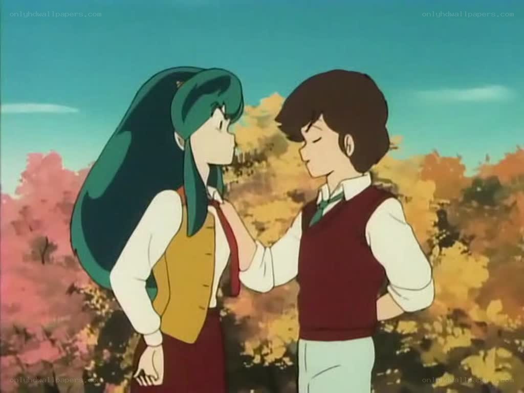 anime couple in autumn