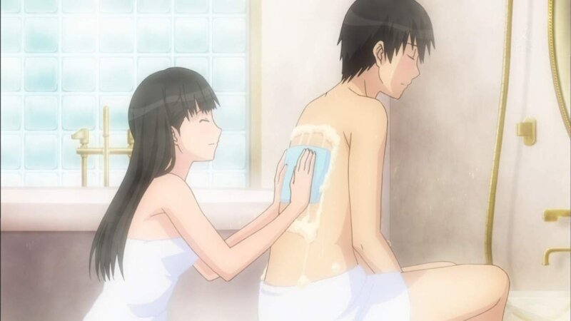 anime couple in bathroom