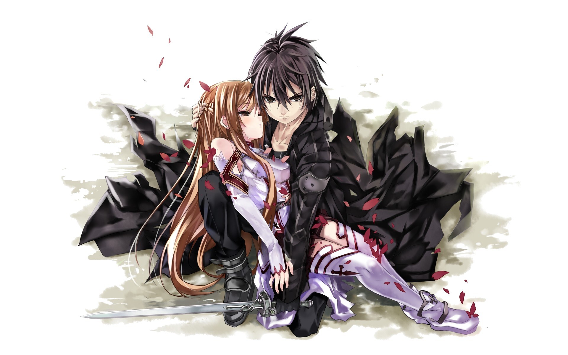 anime couple in battle aftermath