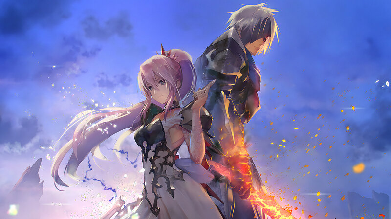 Anime Couple in Battle — Blue