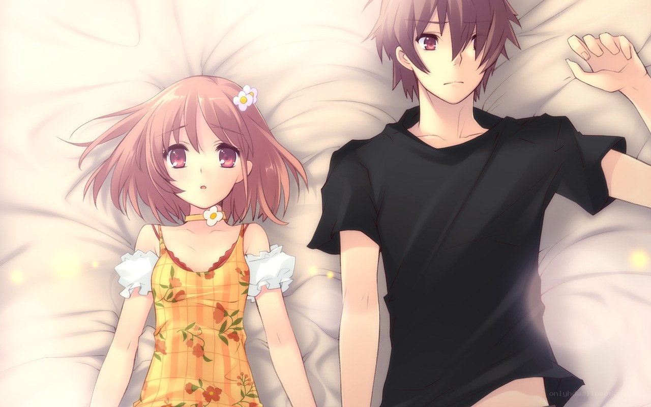 Anime couple in bed