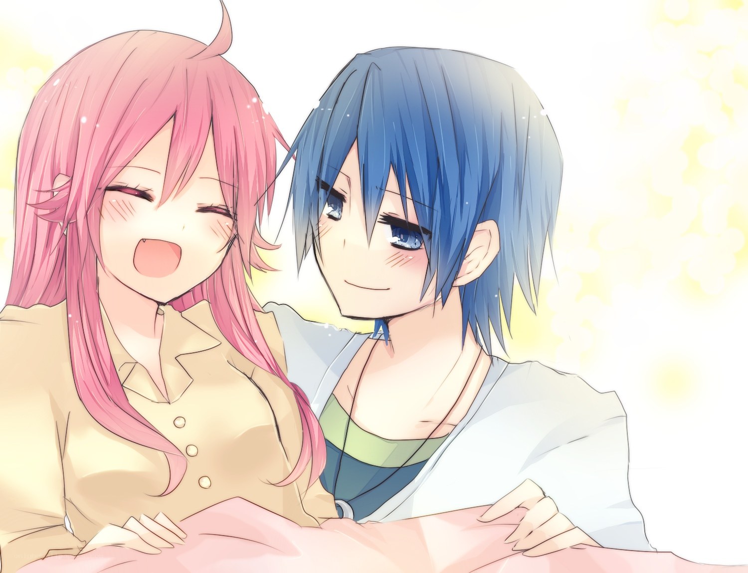Anime couple in bed
