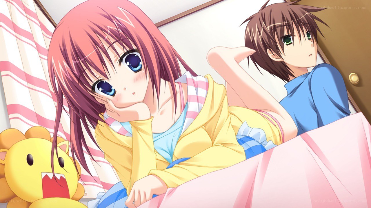 Anime couple in bed
