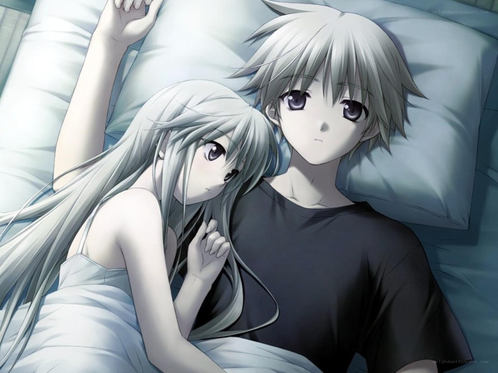 Anime couple in bed