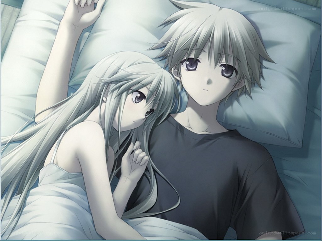 Anime couple in bed
