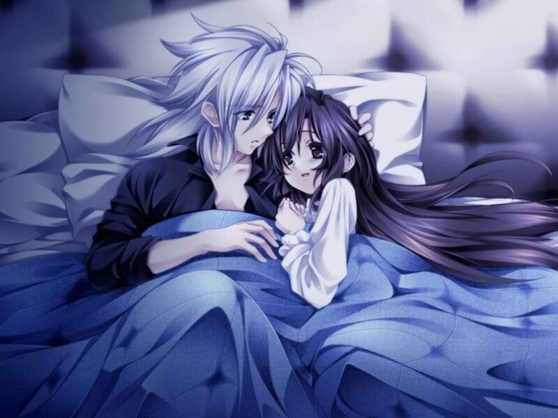 Anime Couple in Bed — Blue