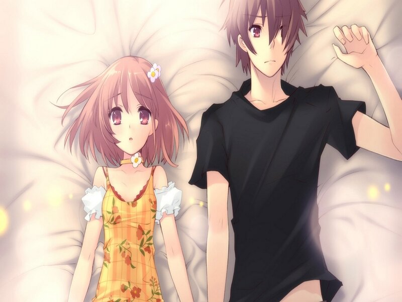 Anime Couple in Bed — Pink