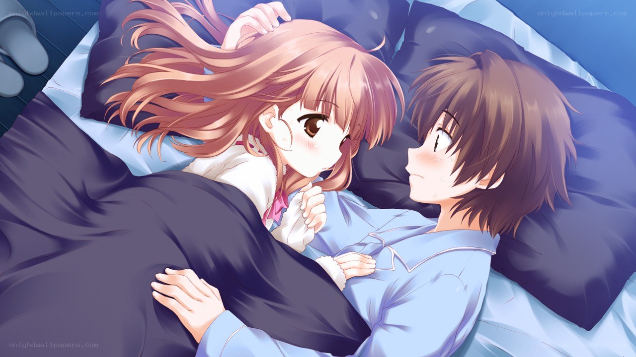 Anime couple in bed together