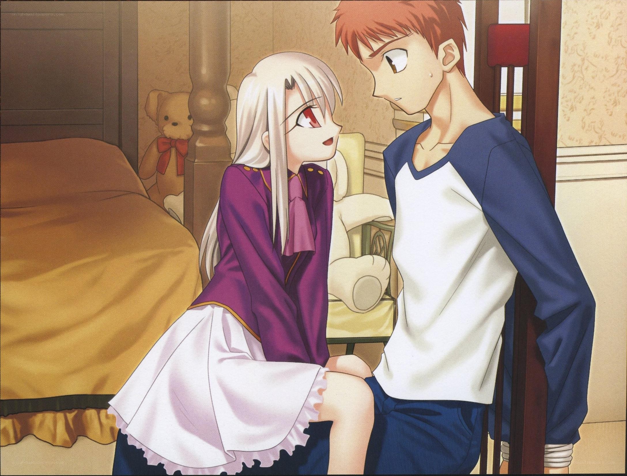 anime couple in bedroom