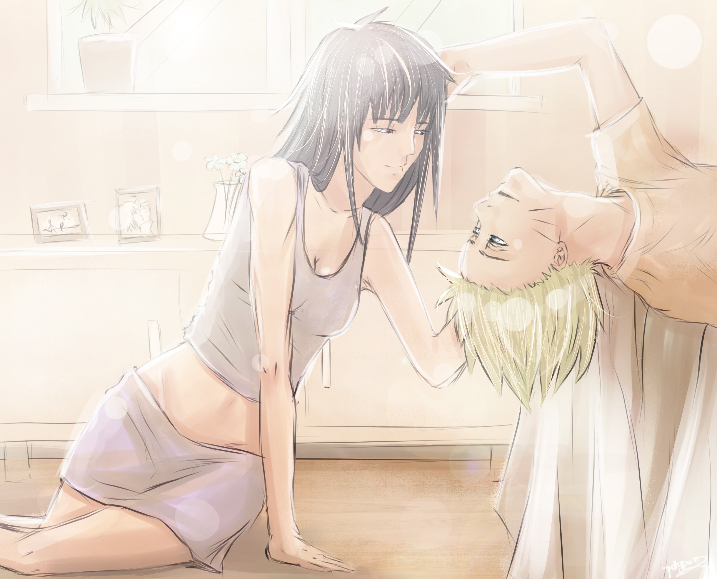 anime couple in bedroom