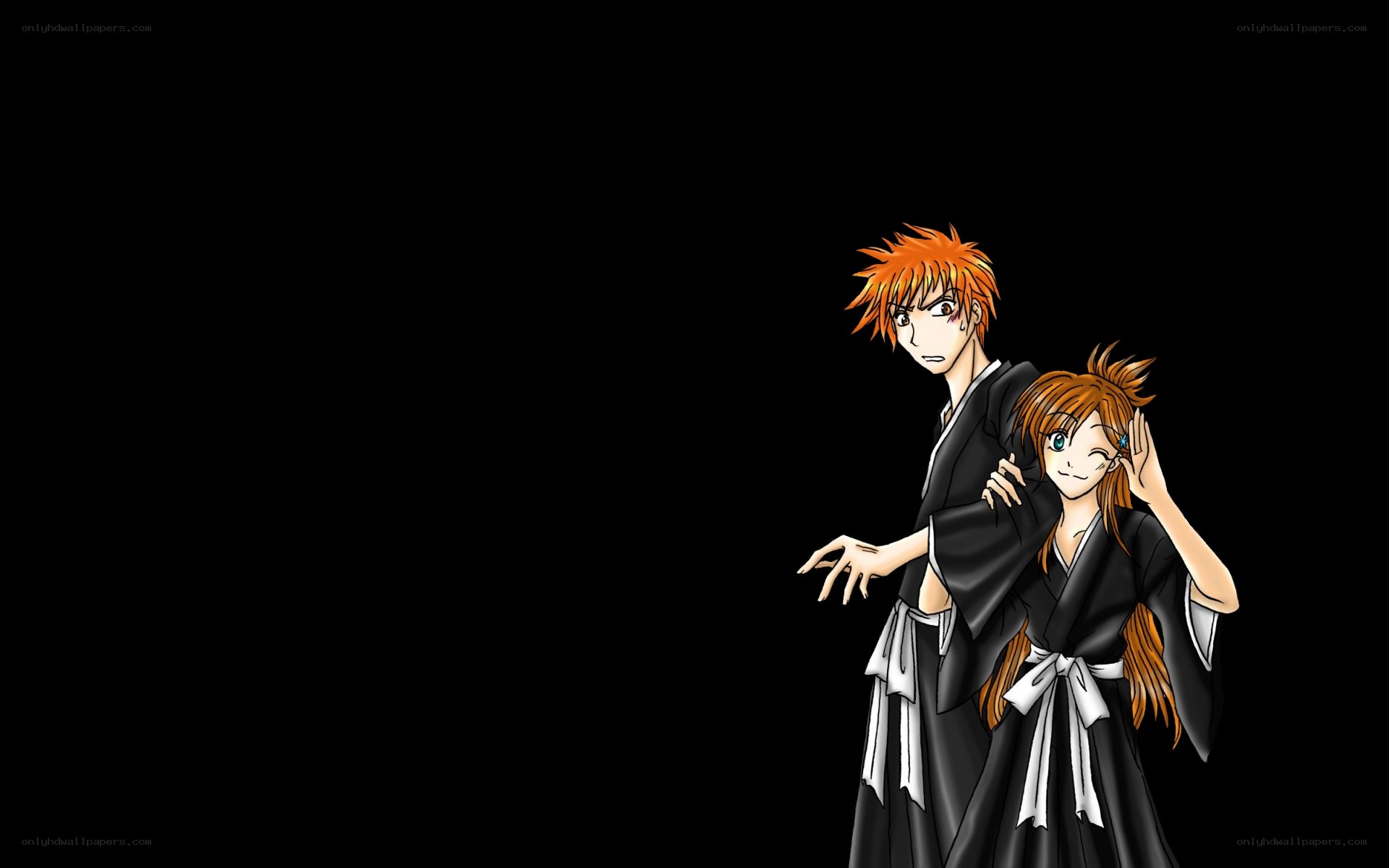 anime couple in black robes
