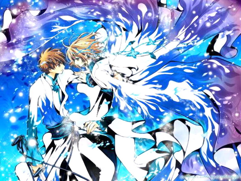 Anime couple in blue energy