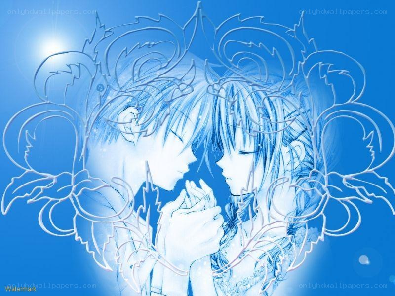 Anime couple in blue light