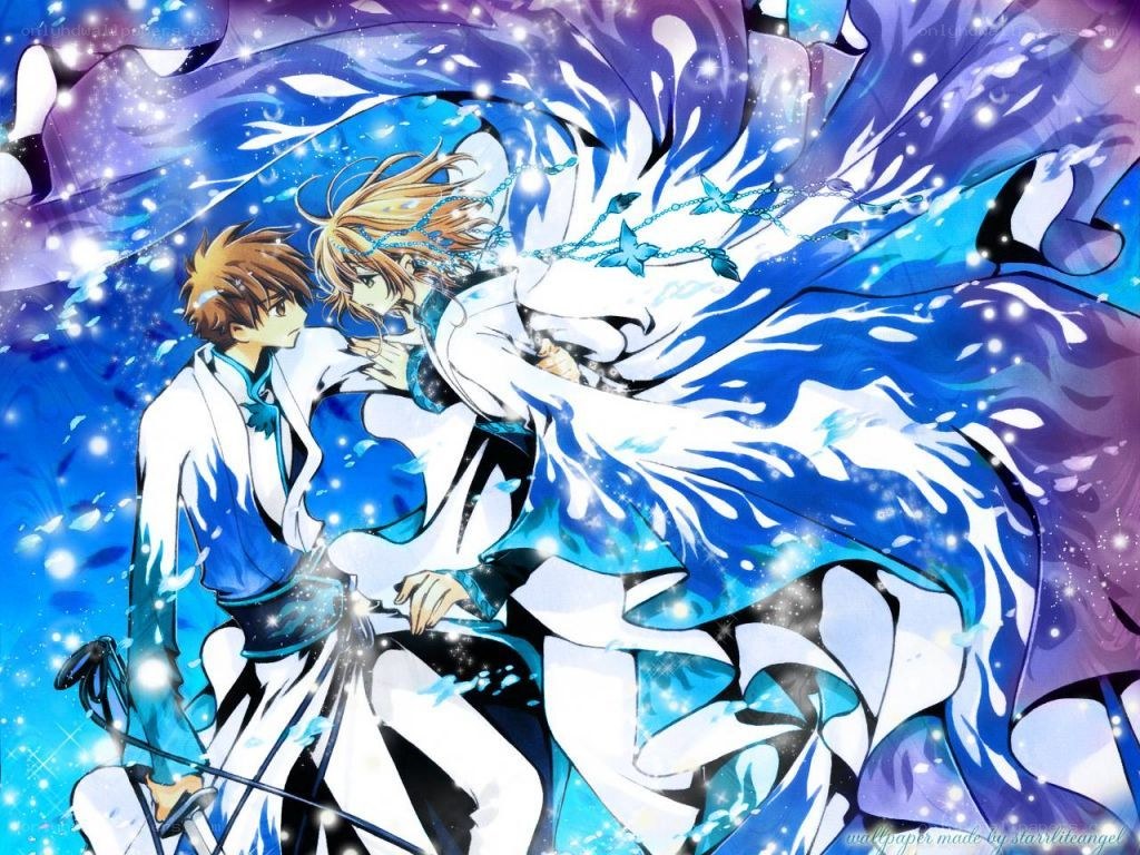 anime couple in blue magic