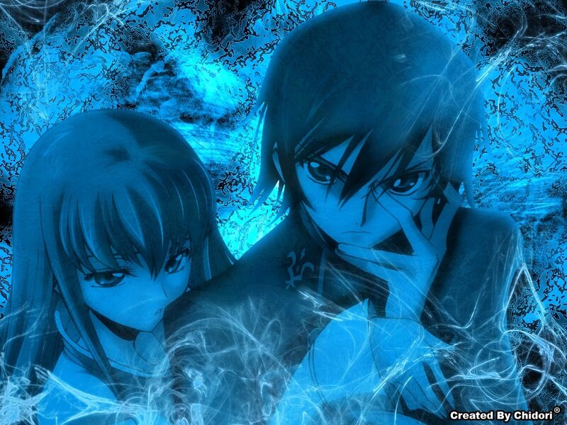 anime couple in blue mist