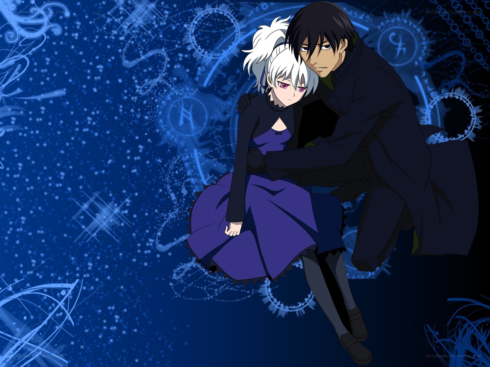 anime couple in blue scene
