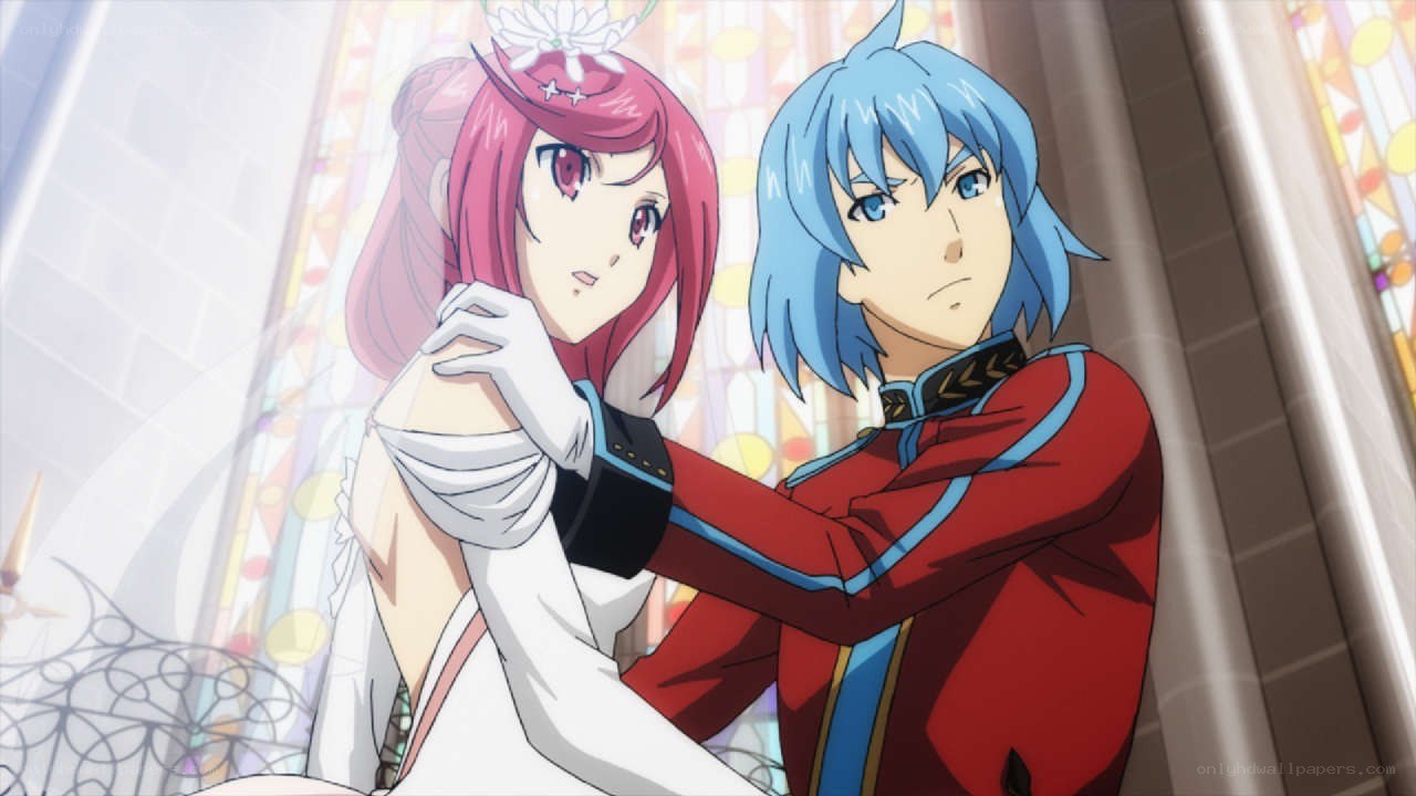 anime couple in church