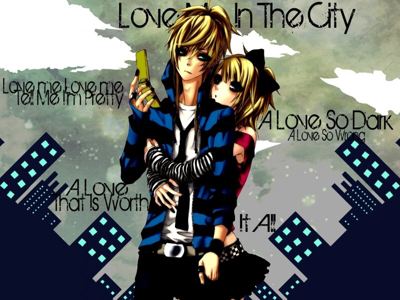 Anime Couple in City — Blue