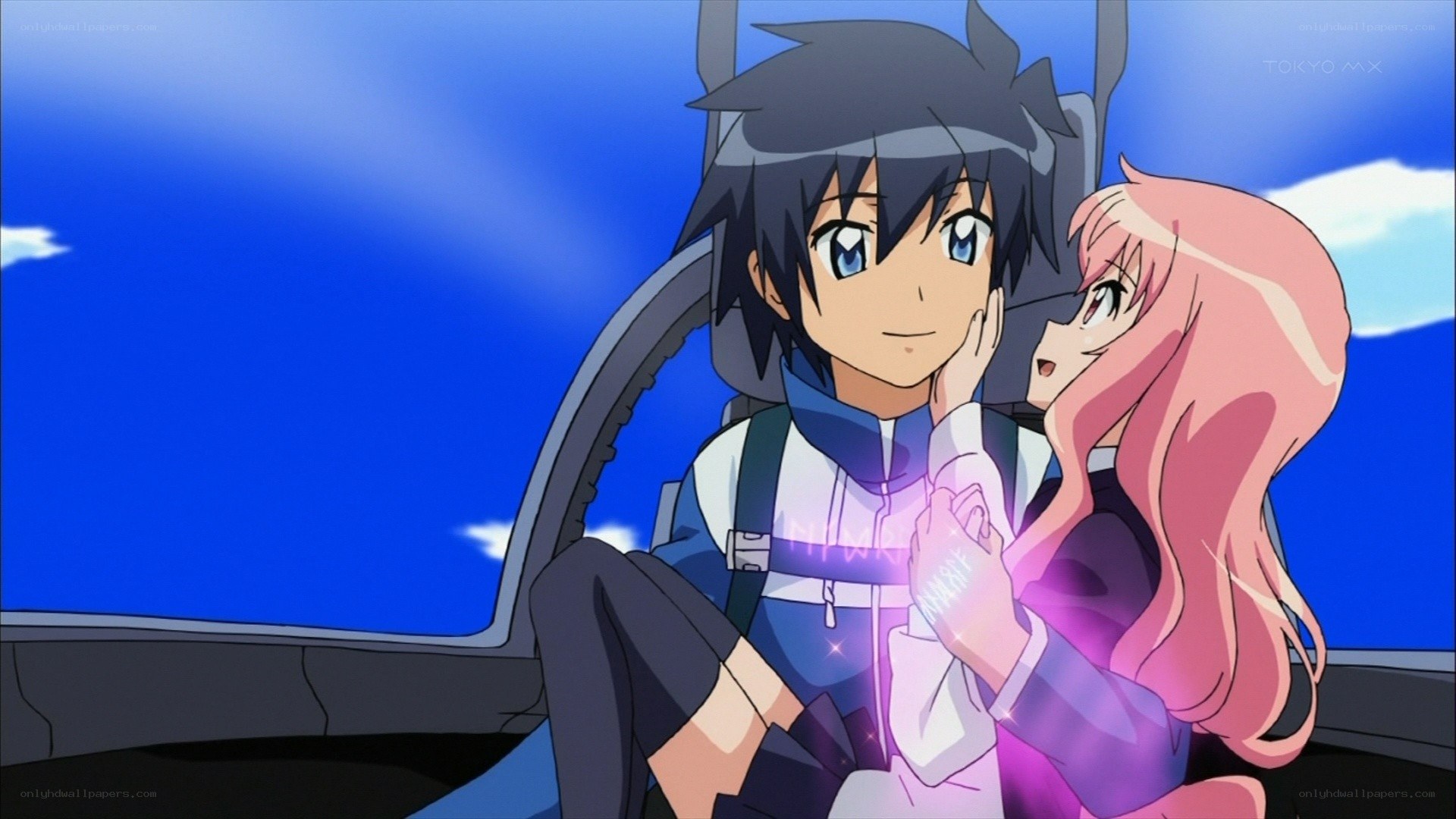 anime couple in cockpit