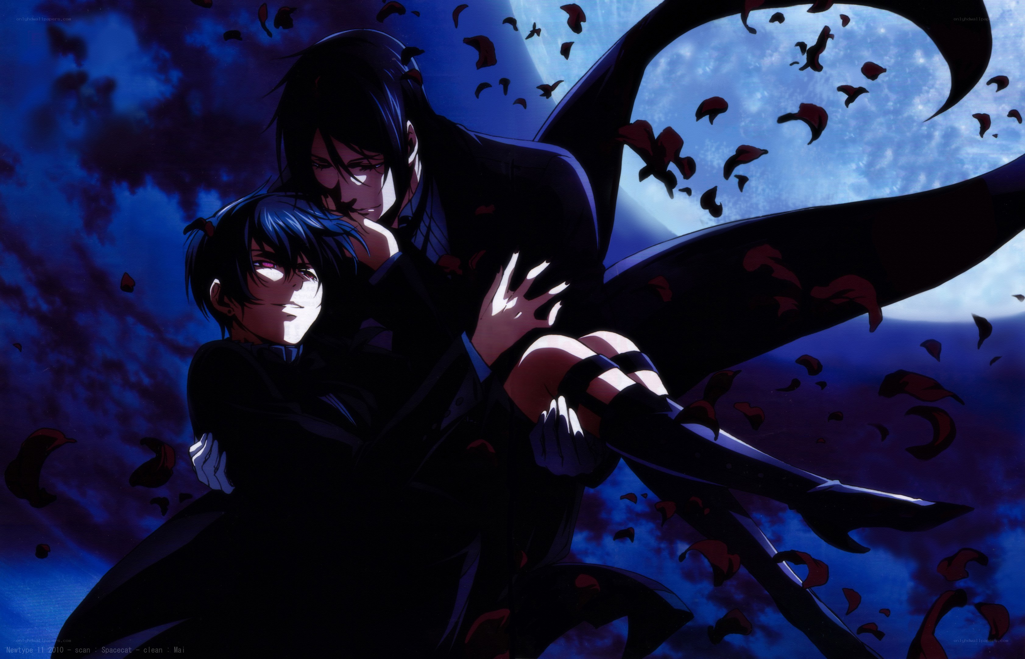 anime couple in dark embrace