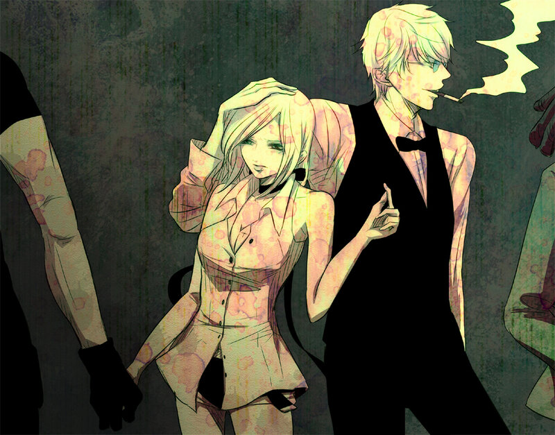 anime couple in dark setting