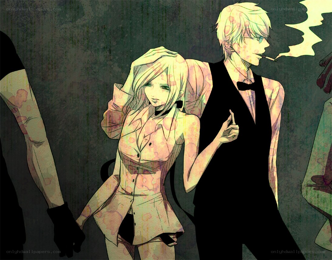 anime couple in dark setting