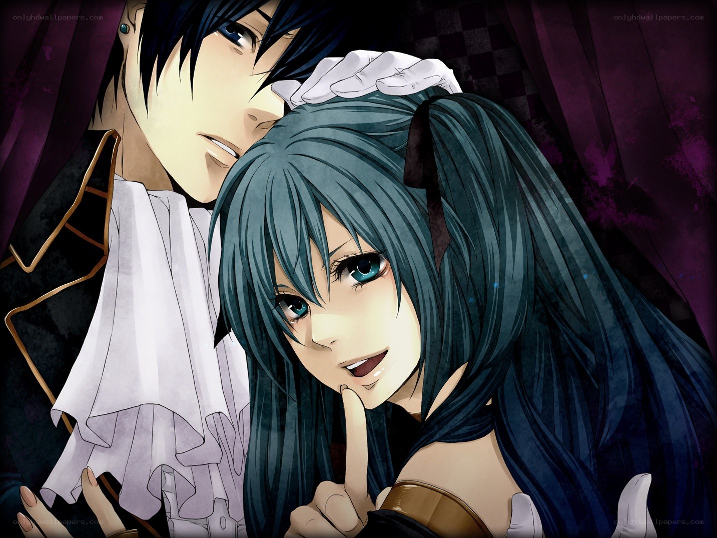 anime couple in dark setting