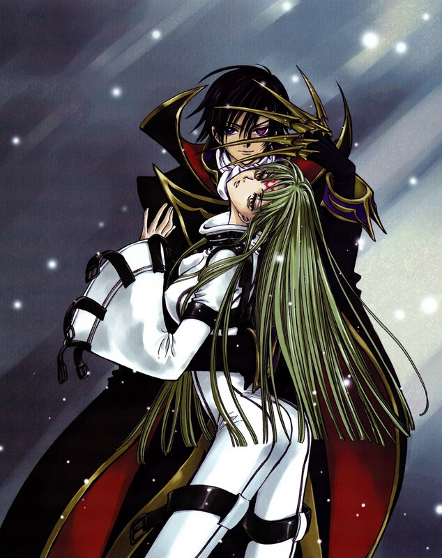Anime couple in dramatic pose