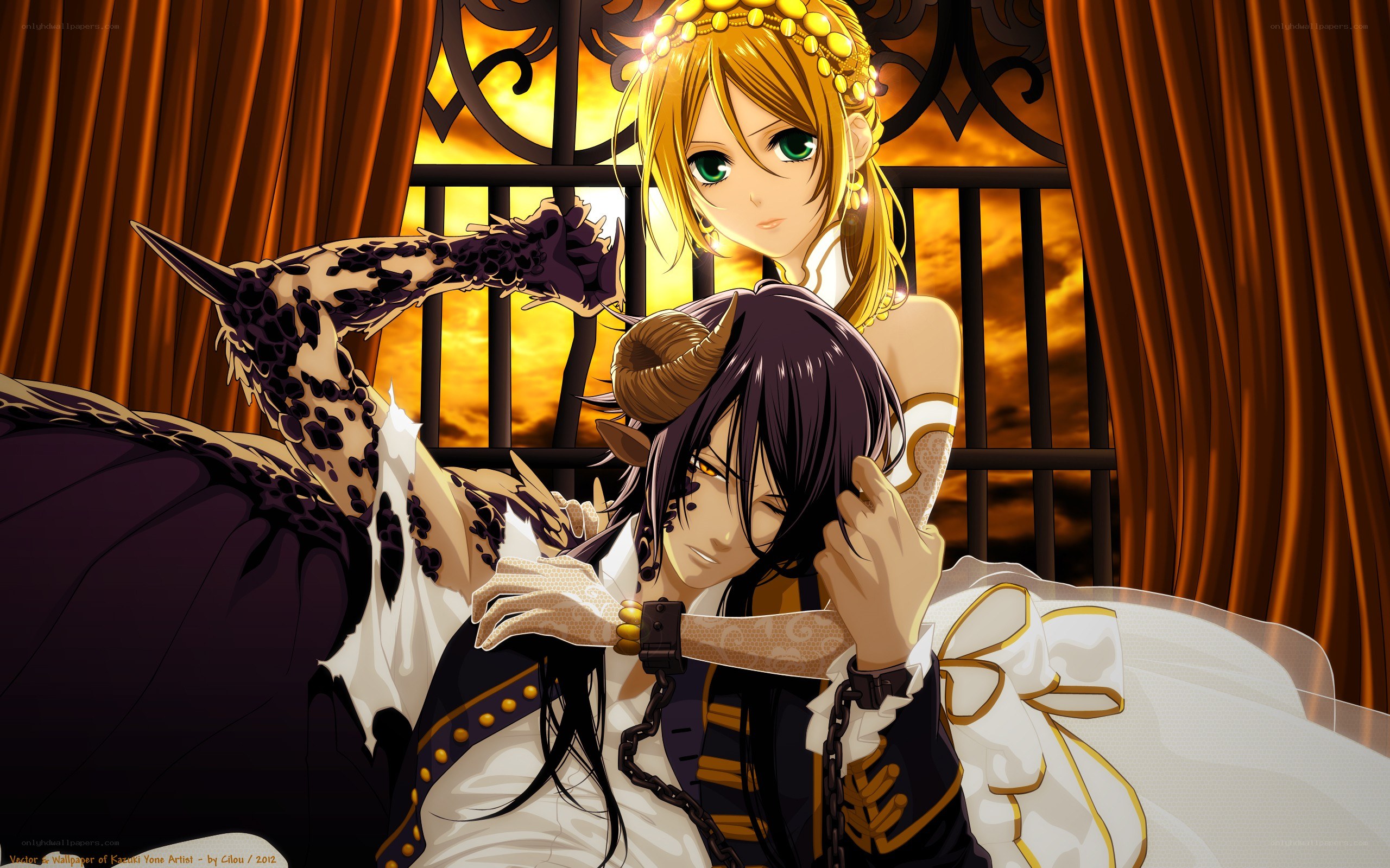 Anime couple in dramatic scene