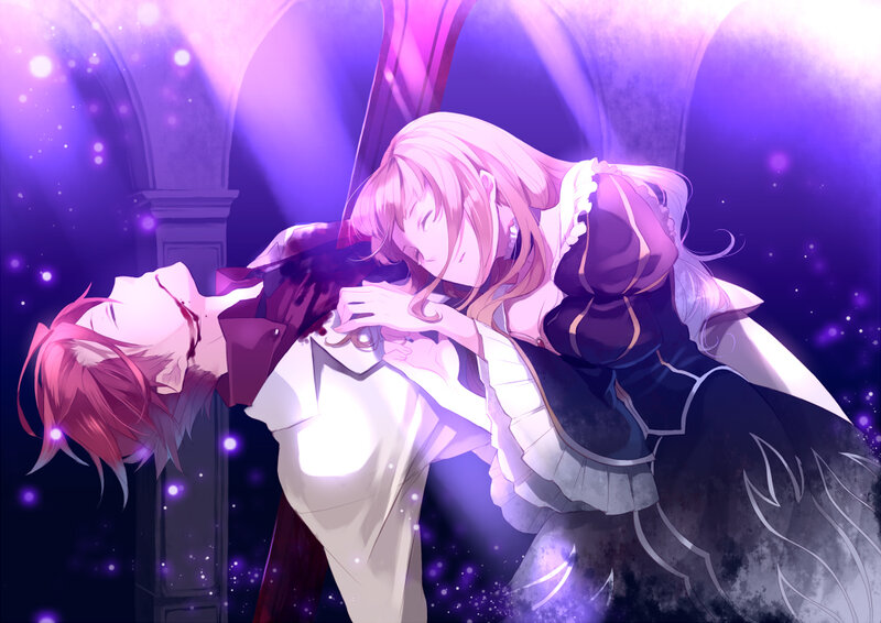 Anime couple in dramatic scene