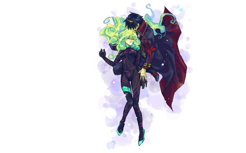 anime couple in dynamic pose