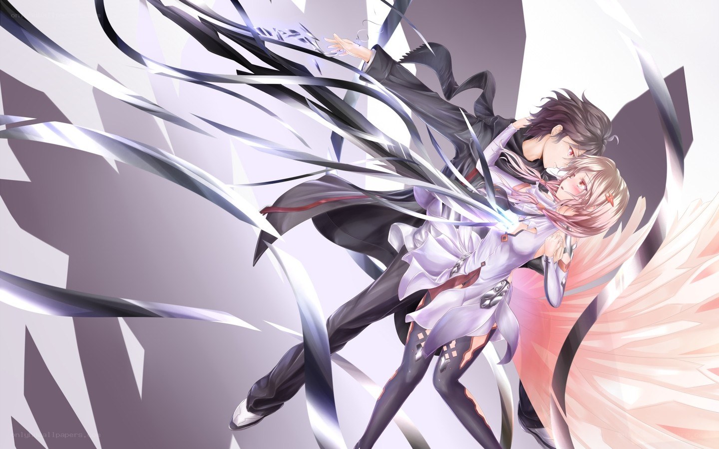 anime couple in dynamic pose