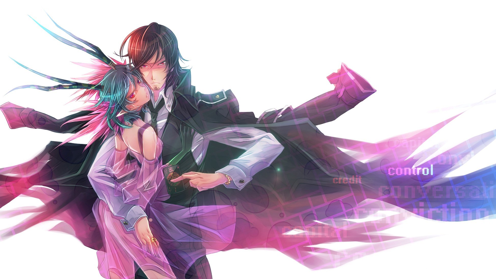 anime couple in dynamic pose