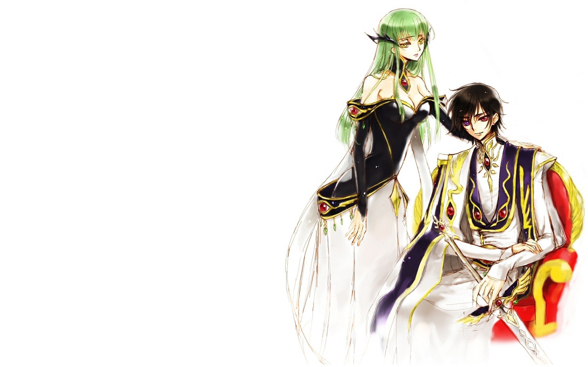 anime couple in elaborate costumes