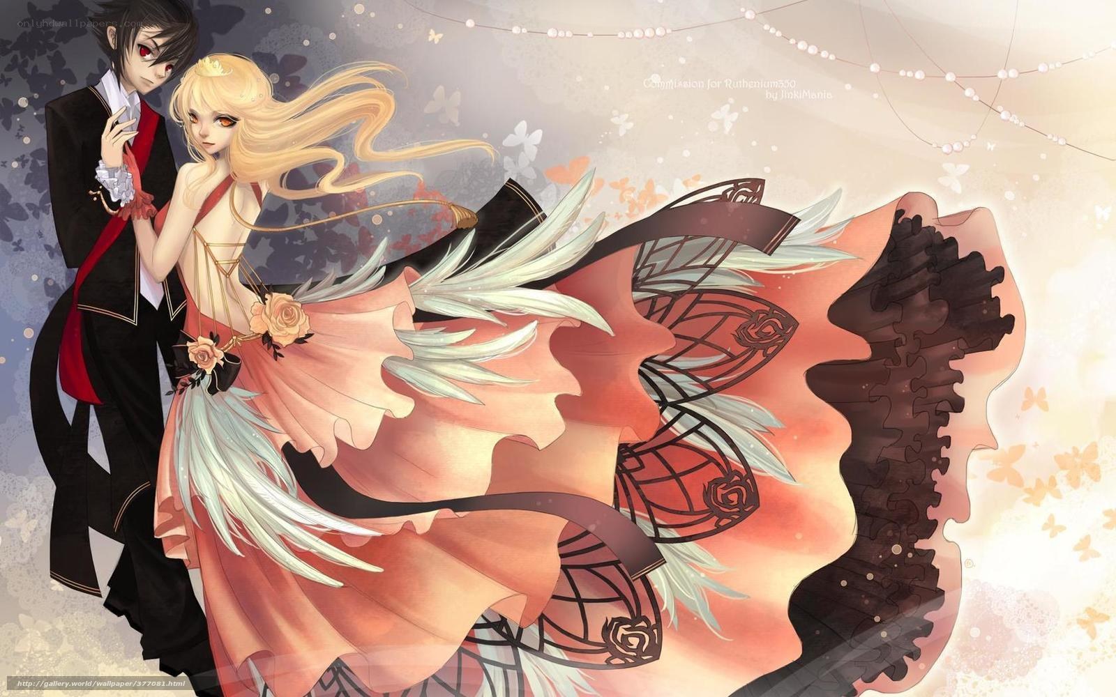 anime couple in elegant attire
