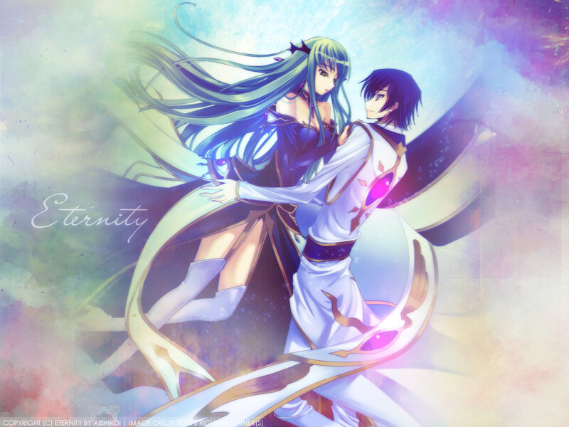 Anime couple in embrace