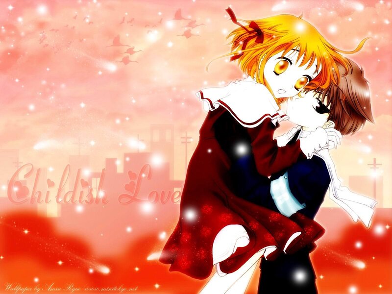 Anime couple in embrace