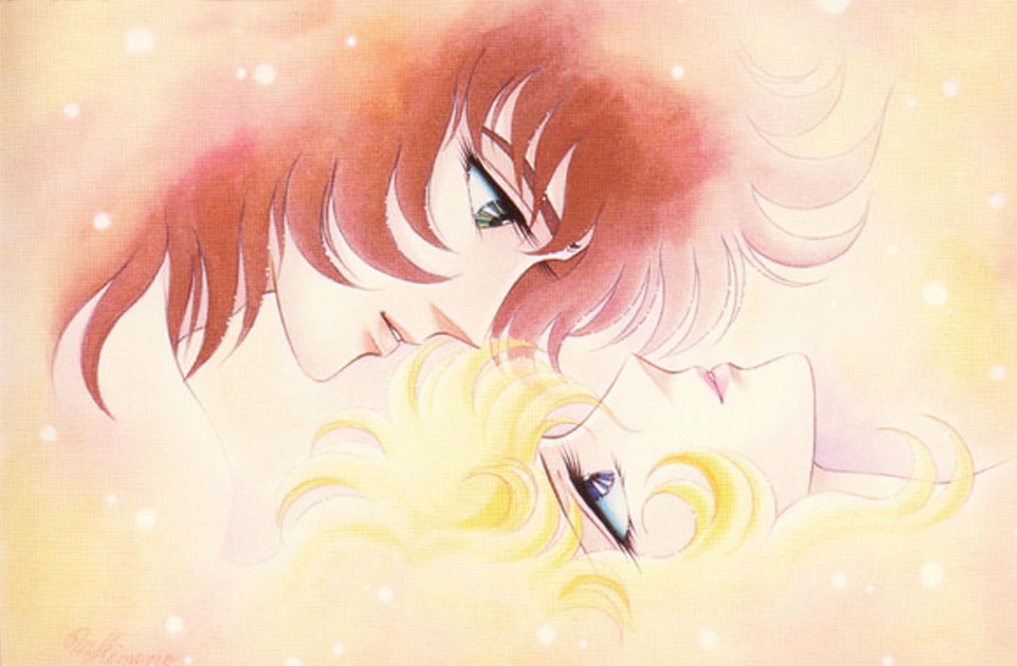 anime couple in embrace
