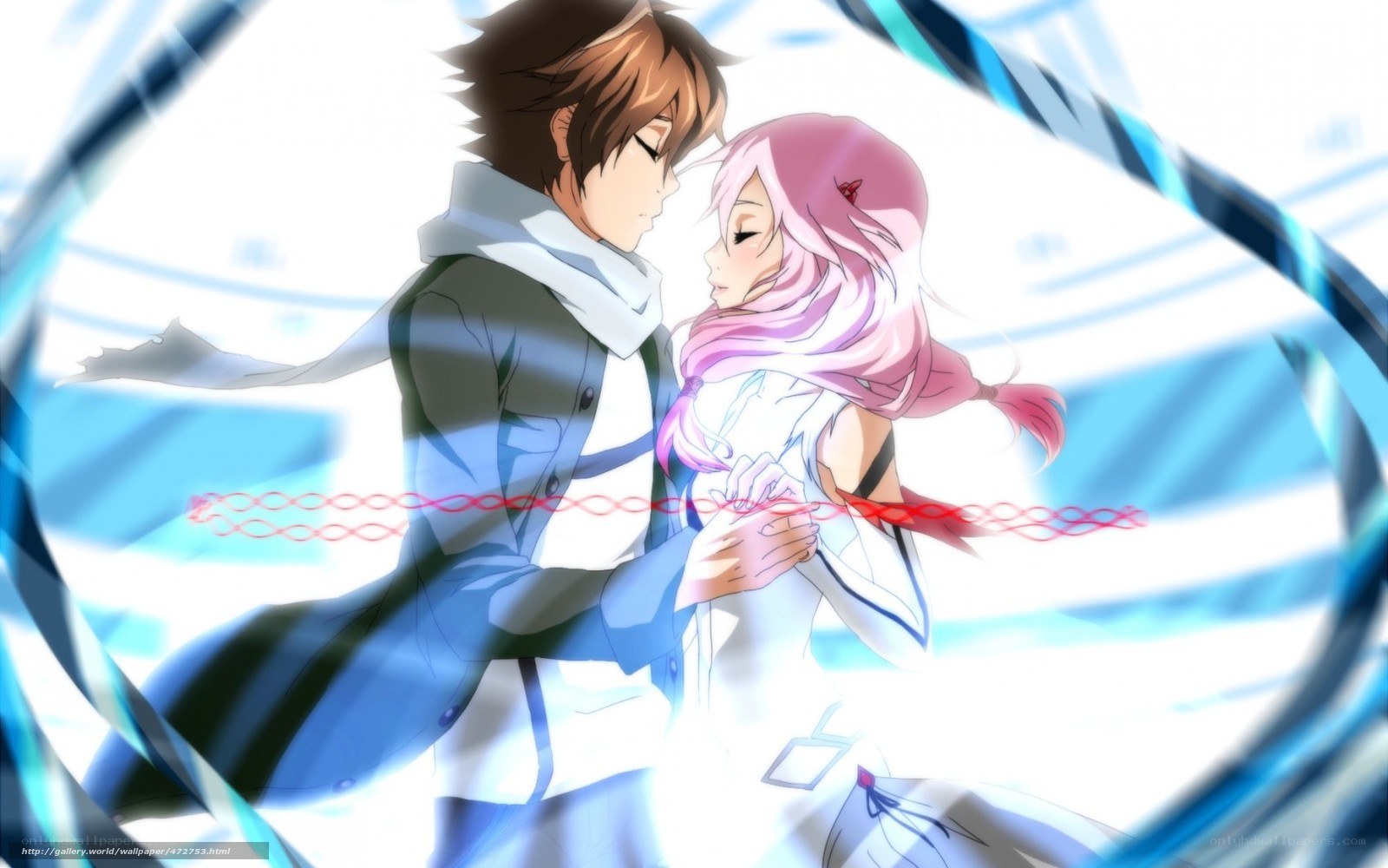 anime couple in embrace