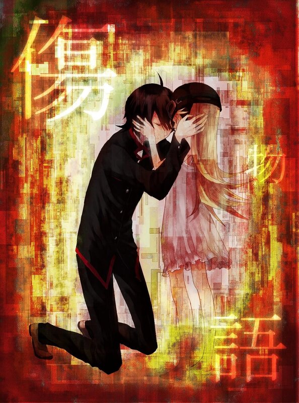 Anime couple in emotional embrace