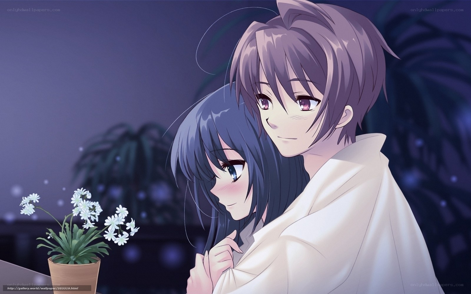 Anime couple in evening