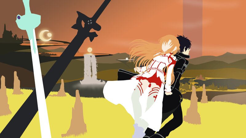 Anime Couple in Field — Orange