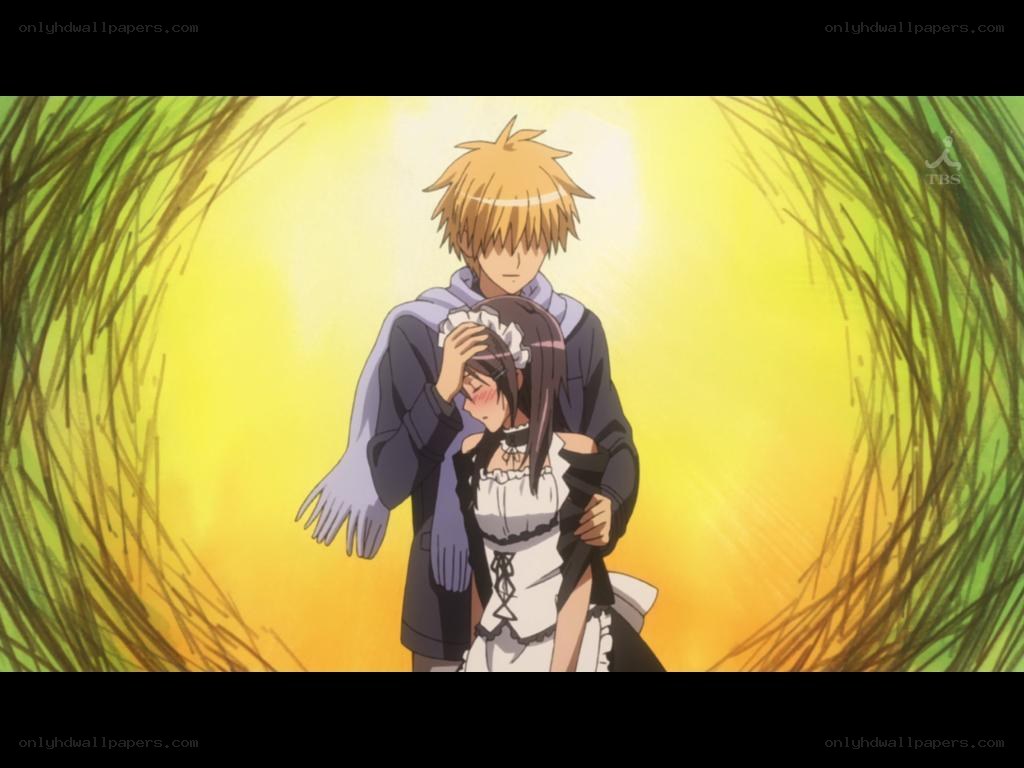 anime couple in field